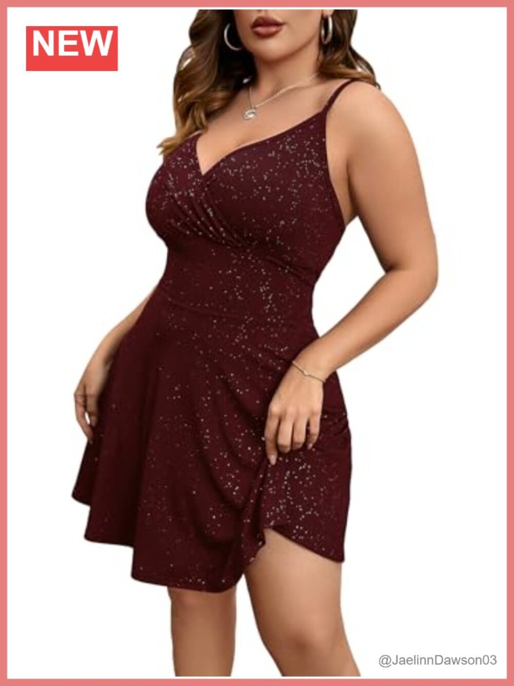 Plus Size Sleeveless Glitter Wrap V Neck Flared Short Dress
